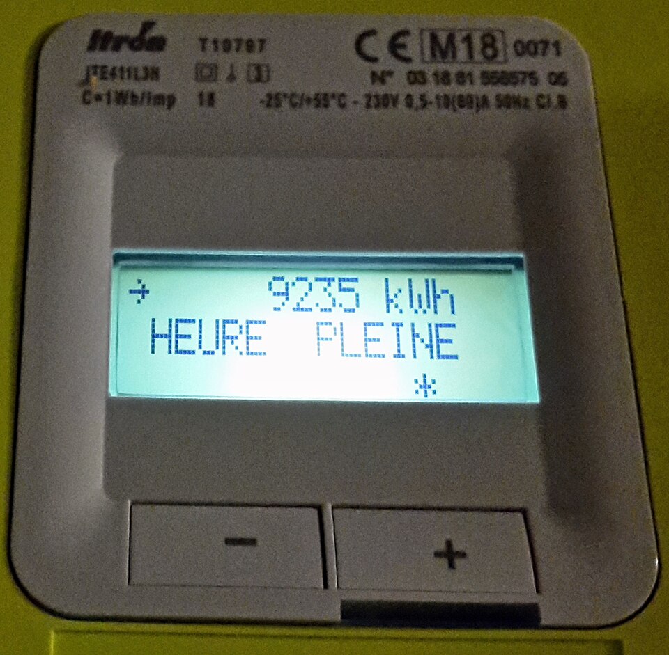 Écran réel d’un compteur Linky affichant un index de consommation